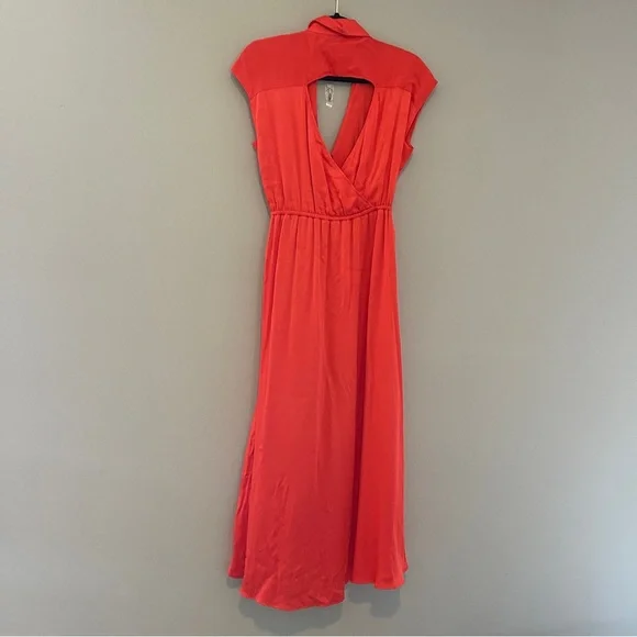 Anthropologie Maeve Orange Open-Back Wrap Midi Dress Size Small - Picture 12 of 13